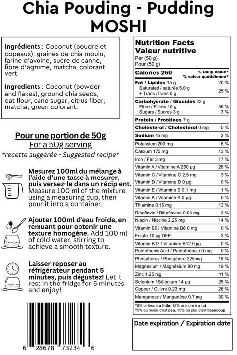 Pouding au chia - Moshi